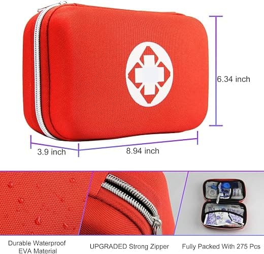 First Aid Kit 277PCS Car Home Camping Essentials Red Emergency Kit YIDERBO | School Supplies,Dorm Room Essentials,Survival Kit,Travel Essentials,Outdoor Adventure,Office Hiking Portable,Refill Supplies thumbnail 7