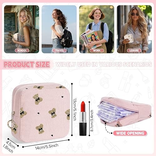 Desing Wish 2 Pcs Sanitary Napkin Storage Bags Women Girls Period Bag Feminine Period Pouch Portable Small Items Travel Organizer Storage Pouch for Teen Ladies Gifts Women thumbnail 2