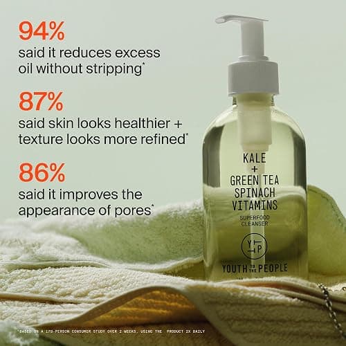 Youth To The People Superfood Cleanser - Kale + Spinach Hydrating Face Wash | Antioxidant-Rich Daily Facial Cleanser - Refillable, pH-balanced, Non-drying, Gentle Makeup Remover, All Skin Types, Vegan thumbnail 7