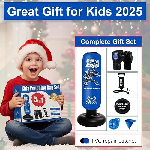 Marwan Sports 5-in-1 Inflatable Punching Bag for Kids – 63" Karate Toy Set with Boxing Gloves, Durable Fast Rebound, Active Play Christmas/Birthday Gift for Boys & Girls Ages 4-12 (Patent Pending) thumbnail 2