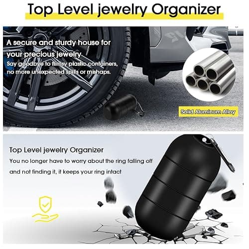 OAOLEER Travel Ring & Jewelry Keychain Holder - 3 Layers, Small Necklace & Bracelet Holder for Gym Sports Bag (Black 3 Layer) - Black - 3 Tier thumbnail 4