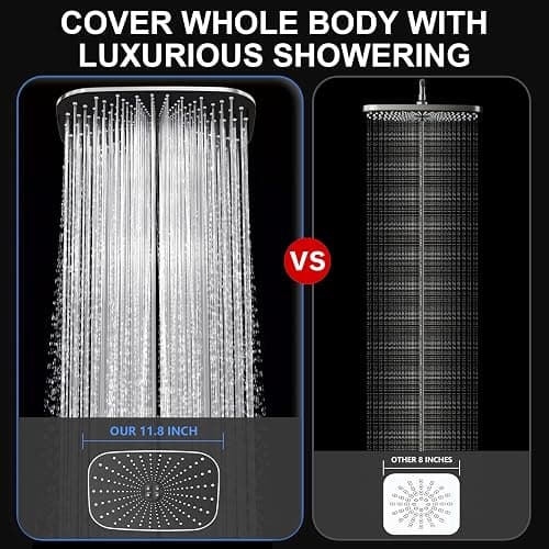 High Pressure Rain Shower Head with Handheld,Wide Rainfall Shower Head Combo with 15" Metal Extension Arm,Detachable Shower head,Rainfall Shower Head with Multi Modes Handheld Spray,Chrome thumbnail 7