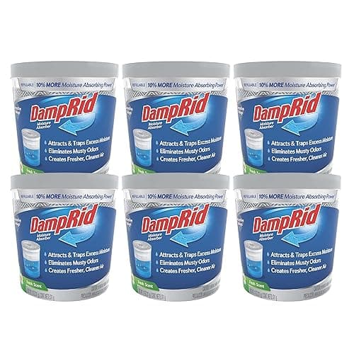 DampRid Refillable Moisture Absorber, 11 oz., 6-Pack – Fresh Scent Moisture Absorbers, 10% More Absorbing Power*, Eliminates Musty Odors for Fresher, Cleaner Air - Image 1