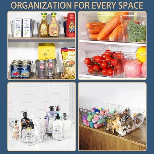 Tiawudi 12 Pack Plastic Storage Bins, Multi-Use Organizer Bins, Pantry Organizer, Clear Storage Containers for Home, Kitchen, Office, Cabinet, Shelf and Fridge Organization thumbnail 8