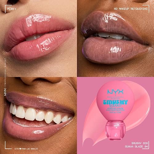 NYX Professional Makeup Smushy SOS, Hydrating Lip Mask, 12HR Hydration, Glossy Shine, Shade: Guava Glaze (Pink) thumbnail 2