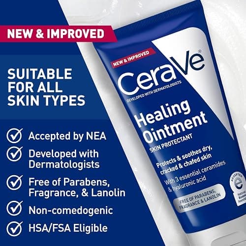 CeraVe Healing Ointment, Hydrating Skin Protectant With Petrolatum, Hyaluronic Acid & Ceramides, Face & Body Skin Barrier Repair For Cracked, Chafed, Dry Skin, Fragrance Free & Lanolin Free, 5 Oz thumbnail 3