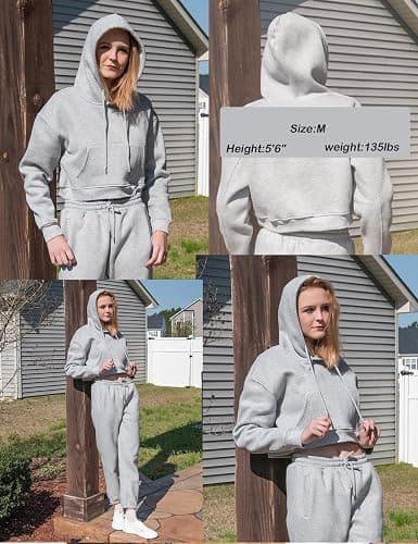 Eisctnd Women Fleece 2 Piece Tracksuits Fall Winter Sweatshirt Jogger Pants Matching Lounge Sets Thick Sweatsuits Pockets thumbnail 5