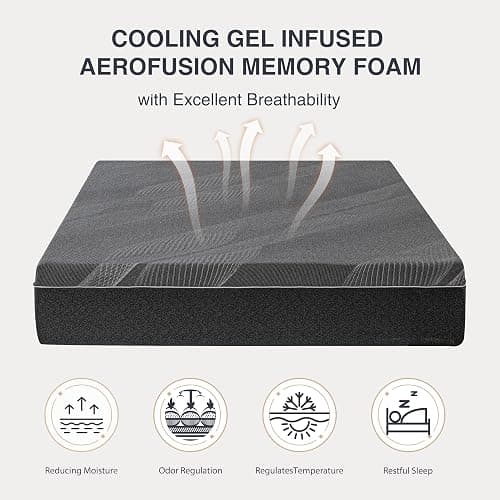Dyonery Queen Size Mattress, 10 Inch Gel Memory Foam, Cooling & Back Pain Relief, Fiberglass Free, CertiPUR-US Certified, Foam Made in USA, Medium thumbnail 6
