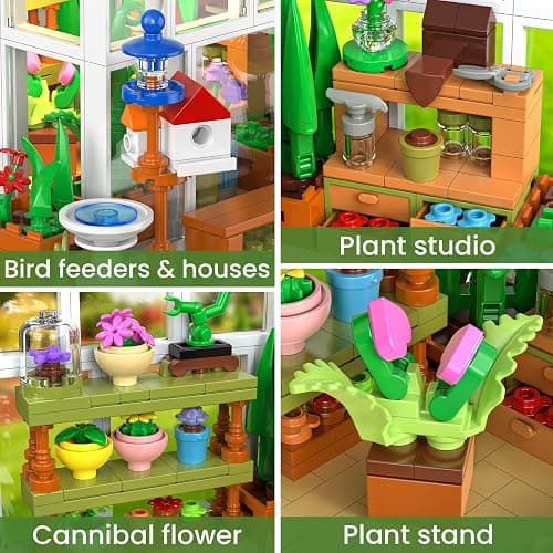 GEVINST Flower House Set for Adults Building Sets with Led Light, for Home Display Decoration, Greenhouse Model Kit, Xmas Gifts for Adults Teens Girls Friends Ages 8+ (779 Pieces) thumbnail 3
