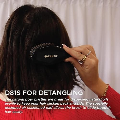 Denman Boar Bristle Hair Brush – Smoothing & Shine Enhancing for Slick Back Styles, Curl Defining & Detangling. Hairbrush with Natural Bristles for all Hair Types for Women & Men thumbnail 3