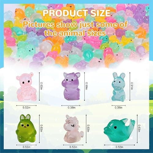 ShtNeeg 300 pcs Mini Resin Animals Blind Bags, Tiny Glow in The Dark Animal Resin Models, 50+ Animal Combination Sets for Adults, Miniature Animal for Fairy Garden, Dollhouse, DIY Craft Decor thumbnail 5