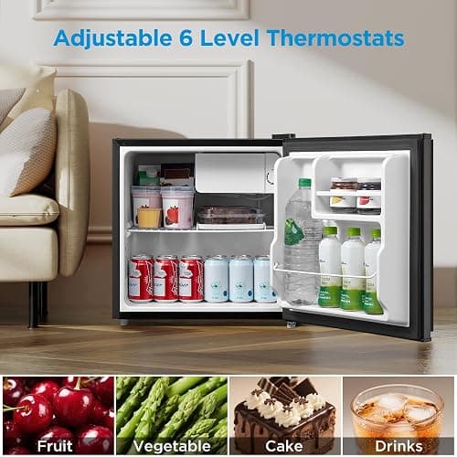 Midea WHS-65LB1 Mini Fridge, 1.6 Cu.ft Energy Star Certified Mini Refrigerator, Adjustable Thermostat, Reversible Door, Low Noise for Dorm, Office, Bedroom, Black thumbnail 4