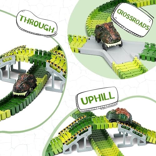 Dinosaur Toys,Create A Dinosaur World Road Race,Flexible Track Playset and 2 pcs Cool Dinosaur car for 3 4 5 6 Year & Up Old boy Girls Best Gift thumbnail 5