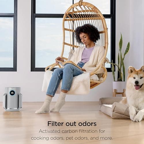 Shark Air Purifier for Home, NeverChange Compact Pro, for Bedroom, Nursery, Home Office, Dorm, HEPA-Exceeding Filter, Captures Pollutants, Pet Dander, Dust, Odor, Smoke, and More, HP071BRN, Winter Fog thumbnail 7