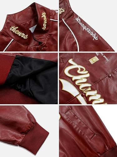 Aelfric Eden Faux Leather Racing Jacket Oversized Motorcycle Biker Racer Jackets Streetwear Unisex thumbnail 5