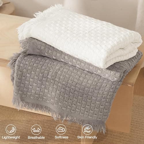 Exclusivo Mezcla Knit Throw Blanket with Fringes for Couch, Reversible Super Soft and Warm Woven Boho Throw for All Season, Home Decor, 50"x60", Taupe thumbnail 3