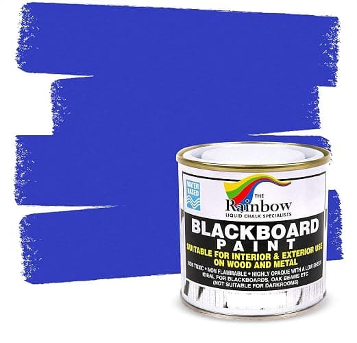 Chalkboard Blackboard Paint - Matte Finish [Blue] - (8.5oz Cover 32 sf) | Brush on Wood, Metal, Glass, Wall, Plaster Boards Sign, Frame or Any Surface. Use with Chalk Pen Wet Erase, Non-Toxic - Image 1