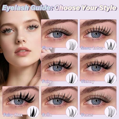 B&Q Flora Lash Clusters Invisible Band False Eyelashes Clusters Natural Cluster Eyelash Extensions Comfortable Individual Lashes Extension DIY Soft Eyelash Clusters （Flora-MIX8-18mm） thumbnail 6