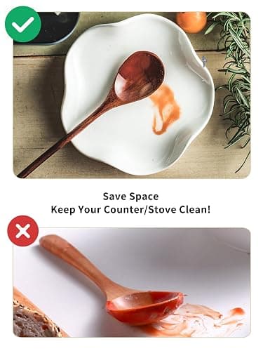 2 pcs Repose Cuillère Cuisine en Céramique,Support pour Ustensiles de Cuisine,Porte-Cuillère pour Spatules,Pinces,Cuillères à Café ou Ustensiles,Design Moderne pour Cuisinière et Comptoir (Blanc,13cm) thumbnail 5