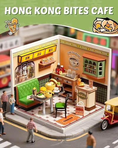 Rolife Super Creator Series, DIY Mini Hong Kong Bites Cafe Dollhouse House Kit, Bulid Scenary for Action Collectible Figures, Creative Gifts for Women Adults thumbnail 3