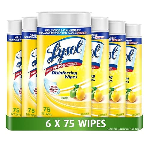 Lysol Disinfecting Wipes, Thick Cleaning Wipes with Micro Pocket Design for Home & Electronics, Kills 99.9% of Germs, Removes Allergens, Citrus Scent, 6 x 75 Count (450 Total Wipes) - Image 1