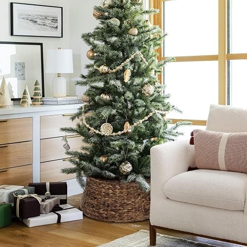 SUNNYPARK Christmas Tree Collar, 23.5’’ Hand-Woven Natural Water Hyacinth Christmas Tree Collar Basket Base Cover - Chestnut Brown thumbnail 2