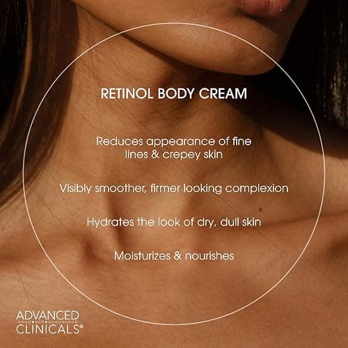 Advanced Clinicals Retinol Body Lotion & Face Moisturizer | Visible Anti Aging Skin Care Retinol Body Cream For Women & Men Targets Look Of Fine Lines, Wrinkles, & Crepe Looking Dry Skin, 16 Ounce thumbnail 3