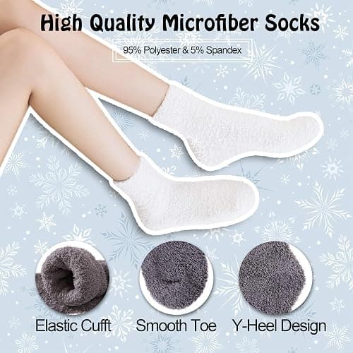 LANLEO 5/6 Pairs Womens Super Soft Fuzzy Plush Warm Winter Home Sleeping Slipper Socks thumbnail 3