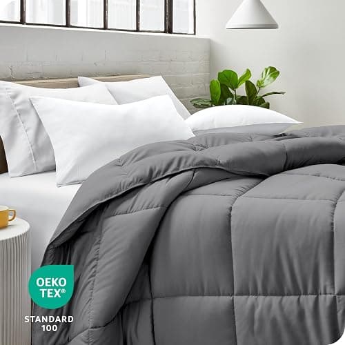 Bare Home Duvet Insert Comforter - Twin/Twin Extra Long - 8 Duvet Loops - Goose Down Alternative - Ultra-Soft - Premium 1800 Series - All Season Warmth - Bedding Comforter (Twin/Twin XL, Grey) thumbnail 8