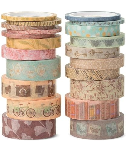 Mr. Pen- Washi Tape Set, 21 Rolls, Assorted Sizes, Vintage Charm Design, Washi Tape for Journaling - Image 1