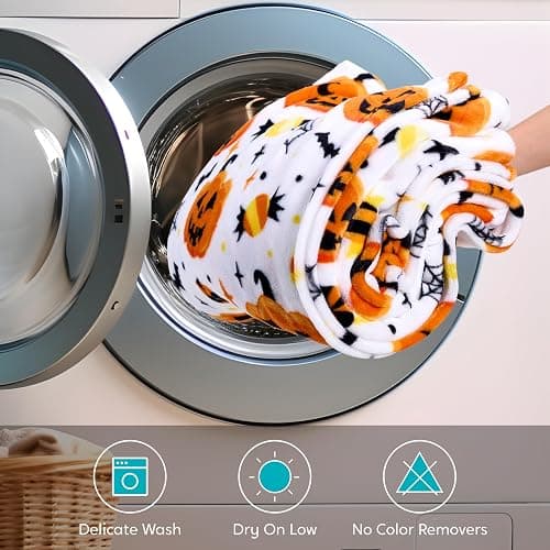 Joiedomi Halloween Throw Blanket - Soft Plush Spider Webs Bat Pumpkin Blanket - Cozy Flannel White Halloween Decoration for Party Sofa Bed Living Room 50"x60" thumbnail 5