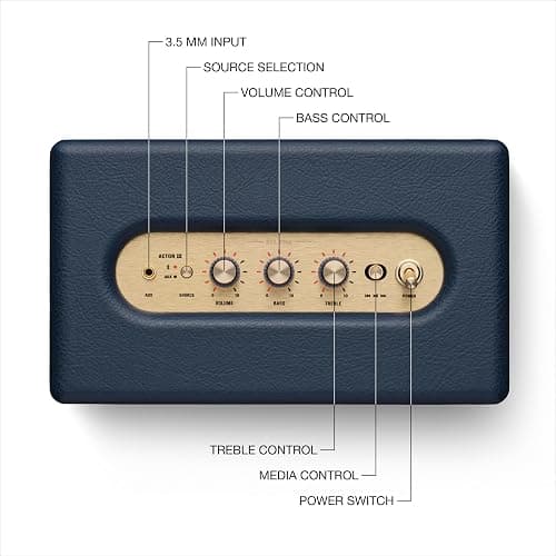 Marshall Acton III Bluetooth Home Speaker - Loud Stereo Sound with Bass and Treble Controls | Plug-in Powered | 3.5 mm Aux Input - Midnight Blue thumbnail 6