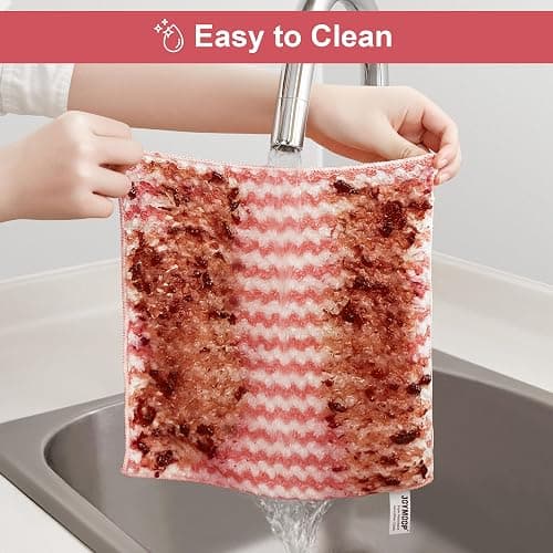 JOYMOOP Microfiber Cleaning Cloths – 18 Pack, 10" x 10", Pink – Reusable, Lint-Free, Super Absorbent Towels for Kitchen, Car, and Household Cleaning thumbnail 9
