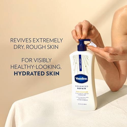 Vaseline Advanced Repair Body Lotion for Dry Skin, Unscented 20.3oz 3ct | Body moisturizer delivers 72HR moisture with Vaseline Jelly & Ultra-Hydrating Lipids to help restore skin's moisture barrier thumbnail 7