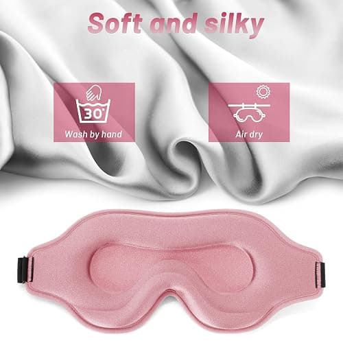 Sleep Eye Mask for Men Women, Lash Extensions 3D Sleeping Mask, Travel Blackout Night Blindfold Eye Shade Cover with Adjustable Strap (Pink-3D) thumbnail 6