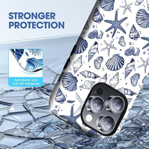 XUNQIAN Compatible for iPhone 13 Case, Coastal Beach Summer Blue Ocean Seashell Aesthetic Protective Phone Case (for iPhone 13), RUI-97A-A thumbnail 4