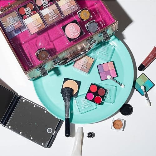 Dawn Till Dusk 80 Pieces Makeup Set with Travel Vanity Box by Envie, Includes Eyeshadow Palette, Lip Gloss, Lipsticks, Manicure Set, Makeup Brushes, Compact Mirror and Much More - (Rose Gold) thumbnail 6