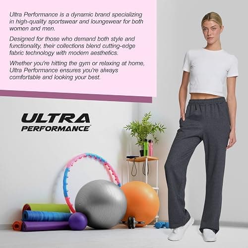 Ultra Performance Womens Sweatpants 3 Pack Open Bottom Wide Leg Lounge Sweatpant’s Pant Baggy Long Sweat Pants for Women thumbnail 7