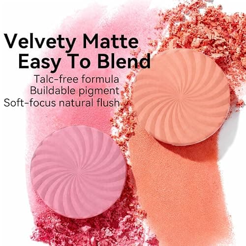 Blush for Cheeks, Strawberry Pink Matte Powder Blush Palette, Vegan,Cruelty-Free, High Pigment, Long Lasting, Buildable, Lightweight, Velvety Smooth, Natural-Looking Makeup, 0.1 Ounce PEARLESCENT PINK | Bright strawberry pink shade with a soft matte finish and buildable color thumbnail 4