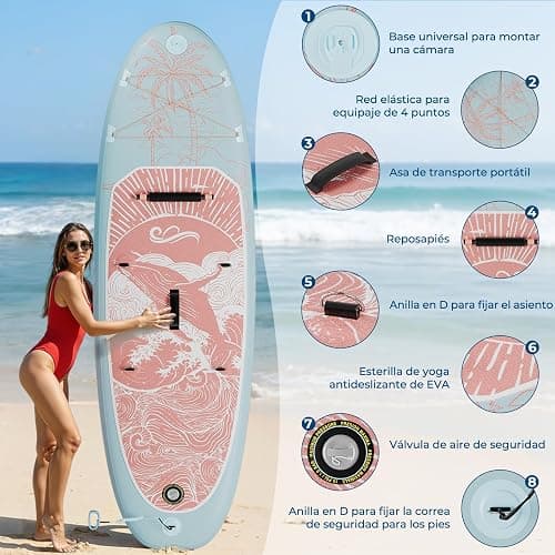 Devoko Tabla Paddle Surf Hinchable 330cm 2 en 1 con Kayak Hinchable Plazas y Accesorios hasta 130kg para Surf, Pesca, Yoga thumbnail 6