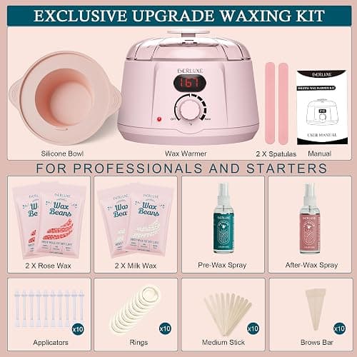 EVERLUXE Waxing Kit for Women Hair Removal with Silicone Wax Warmer Liner, Digital Waxing Machine Hard Wax Kit for Full Body, Arms, Legs, Face, Bikini, Brazilian Wax Kit for Women Men Sensitive Skin thumbnail 3