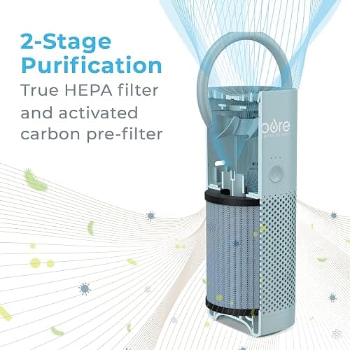 Pure Enrichment® PureZone™ Mini Portable Air Purifier - Cordless True HEPA Filter Cleans Air & Eliminates 99.97% of Dust, Odors, & Allergens Close to You - Cars, School, & Office (Starlight Blue) thumbnail 6