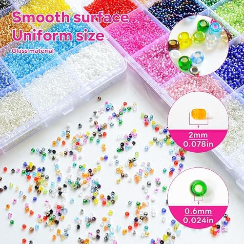 Glass Seed Beads Kit – 28 Assorted Colors Small Beads Set for Jewelry Making, DIY Bracelets, Necklaces, Earrings, Craft Projects thumbnail 4