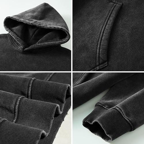 FAIABLE Mens Hoodies Oversized Unisex Acid Wash Hoodie Heavyweight Fleece Vintage Cotton Sweatshirt Men Women Streetwear thumbnail 5