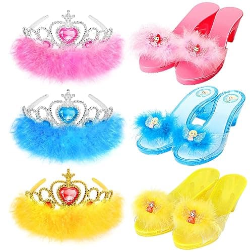 Princess Dress Up Shoes Set, Girls Role Play Dress Up Toys,Toddler Pretend Play Crown Kit Gift Set for Little Girls Aged 3-6 Years Old - Image 1