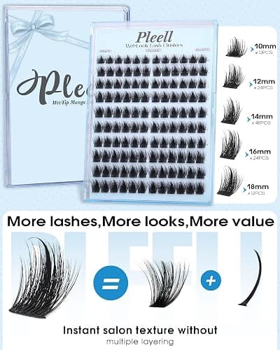 Pleell Fluffy Lash Clusters Wispy Eyelash Clusters With Spikes 10-18mm D curly Cluster Eyelash Extensions Fairy Individual Lashes Natural Volume Cluster Lashes Manga Lashes Clusters thumbnail 7