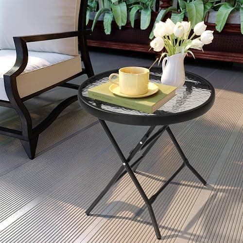 JOINHOM Outdoor Side Table - Small Patio End Table All Weather, Patio Furniture Sets and Outside Furniture for Pool, Balcony, Deck, Porch, Black thumbnail 4