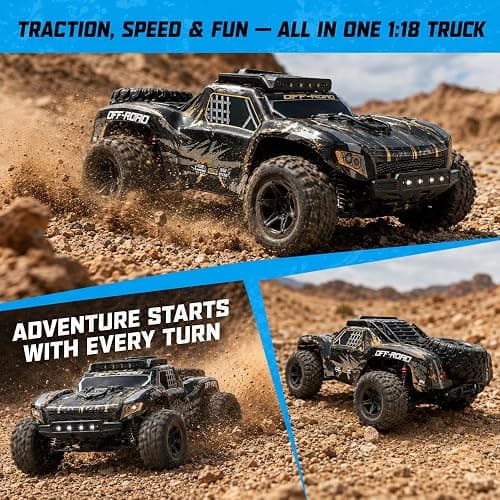 PLAYFLEA RC Car for Adults,RC Truck,4WD Off Road Monster Truck RC, 1:18 RC car,2 Batteries, LED Lights, All Terrain Waterproof RC Truck for Beginners&Boys. thumbnail 8