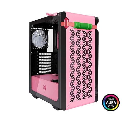 ASUS TUF GT301 NEZUKO Mid-Tower Compact Case Demon Slayer Edition for ATX Motherboards with Honeycomb Front Panel,120mmAura Addressable RBG Fans,Headphone Hanger, and 360mm Radiator Support, 2xUSB 3.2 thumbnail 2