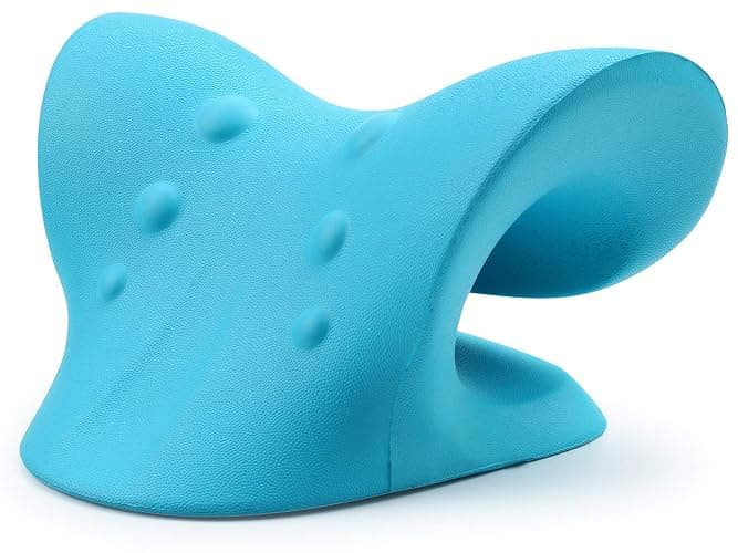 RESTCLOUD Neck and Shoulder Relaxer, Cervical Traction Device for TMJ Pain Relief and Cervical Spine Alignment, Chiropractic Pillow Neck Stretcher (Blue) thumbnail 2